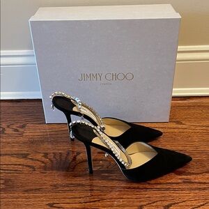 Jimmy Choo Black Heels with Sparkling Embellishments